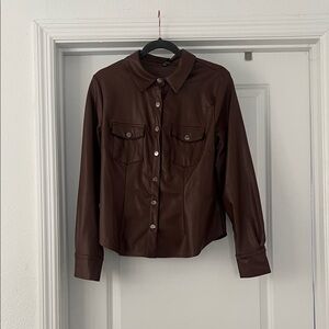 Fashion Nova Dark Brown Leather Jacket